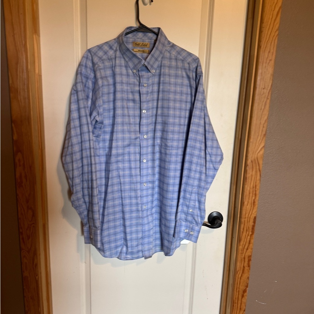 Roundtree & Yorke‎ Gold Label Size XL Men's Blue Plaid Shirt